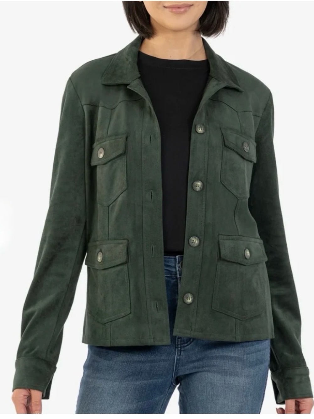 KUT from the Kloth faux suede forest green jacket size XS